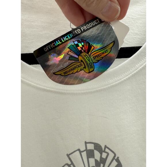 IndyCar T Shirt Women White Indianapolis Motor Speedway Size L White New - Picture 5 of 6
